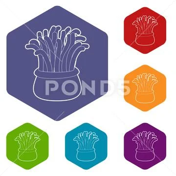 Coral icons hexahedron Stock Illustration