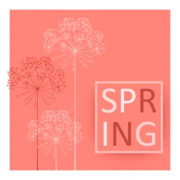Coral Pantone Spring botanical Vector background Stock Illustration