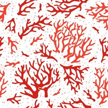 Coral pattern. Ocean sea reef corals, aquarium marine life design vector Illustrazione stock