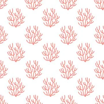 Coral pattern seamless flat hand-drawn pink marine reef background nursery Иллюстрация