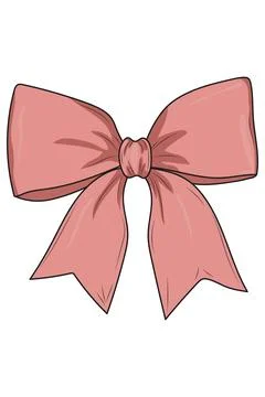 Coral Pink Decorative Bow Stock Illustration