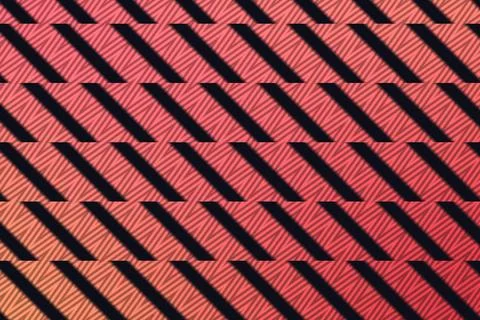 Coral pink diagonal lines form a dense geometric texture crossed by bold black Stock Illustration