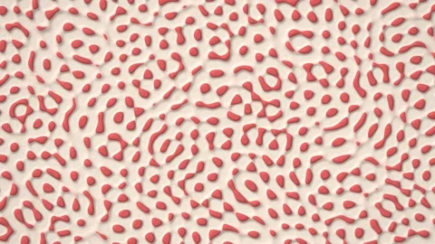 Coral pink Turing pattern of bold round spots drifting and merging on cream.. Stock Footage 348313824