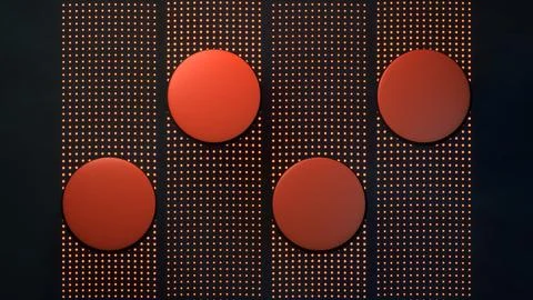 Coral red disc polka dot array black abstract background イラスト素材