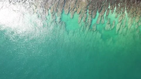 Coral reef coast aerial shot Stock Footage