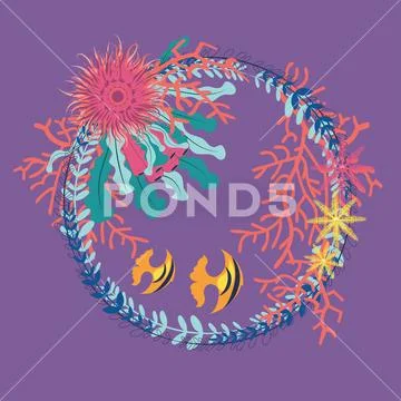 Coral reef design Stock Illustration
