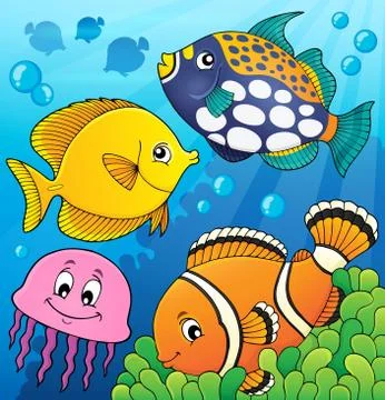 Coral reef fish theme image Stock Illustration