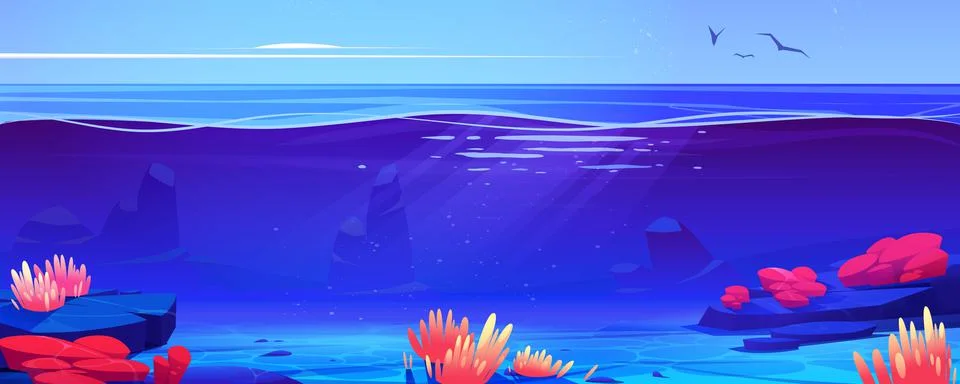 Coral reef ocean or sea underwater background Stock Illustration