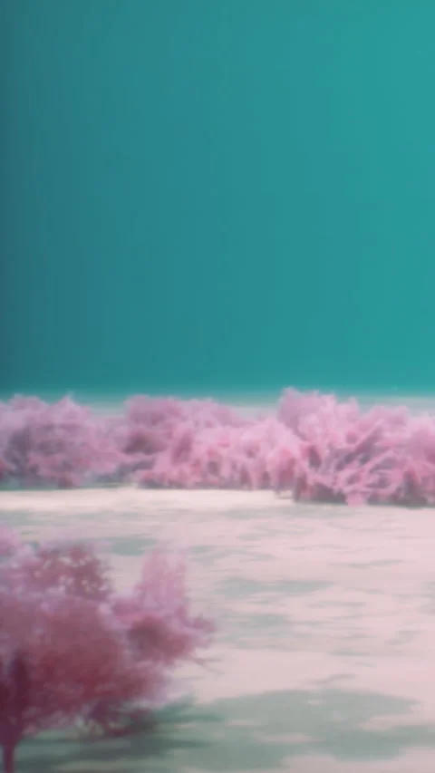 Coral reef with pink algae and clear water under bright sunlight Stock-Footage 338378059