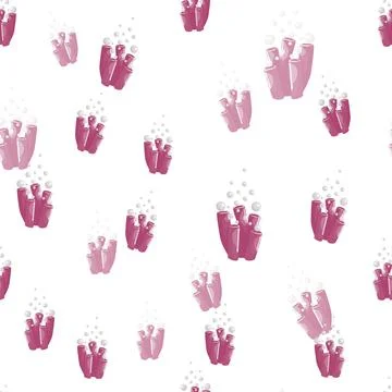 Coral reef seamless pattern with bubbles. Marine plants background. Vector il Stock Illustration