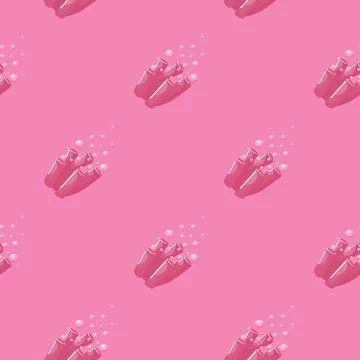 Coral reef seamless pattern with bubbles. Marine plants background. Vector il Stock Illustration