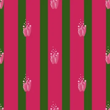 Coral reef seamless pattern with bubbles. Marine plants background. Vector il Stock Illustration