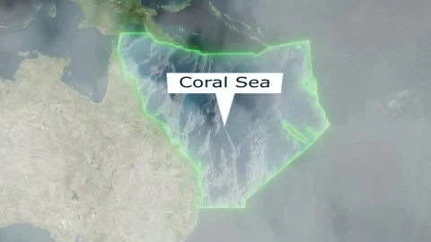 Coral Sea Map - Clouds Effect Video stock 267070055