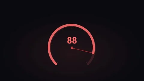 Coral speedometer gauge displaying performance metrics. Professional motion Stock Footage 342625768