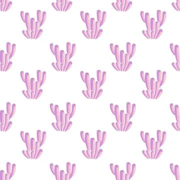 Coral sponge seamless pattern flat vector minimalist pink violet marine Stock Illustration