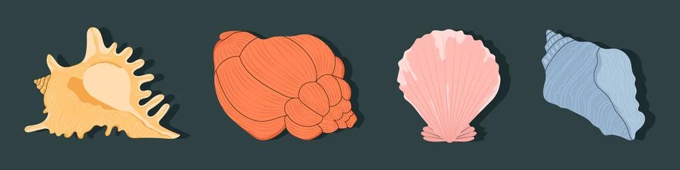Corals and seashells, algae underwater elements. イラスト素材