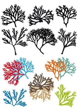 Corals reefs set, vector design elements Stock Illustration