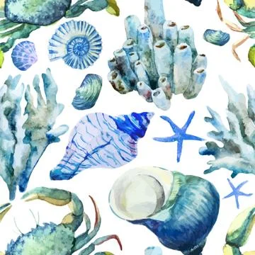 Corals with shells and crabs イラスト素材