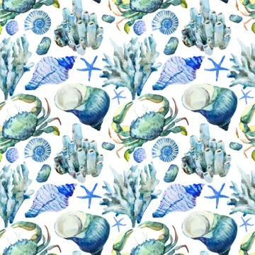 Corals with shells and crabs Stock-Illustration