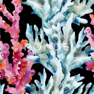 Corals with shells and crabs Stock Illustration