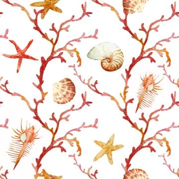Corals with shells and crabs Illustrazione stock