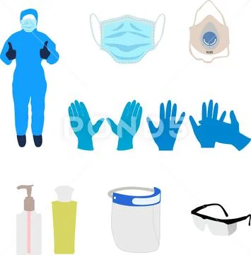 Coranavirus protection equipment. Vector Stock Illustration