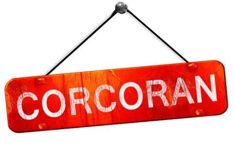 Corcoran, 3D rendering, a red hanging sign Stock Illustration