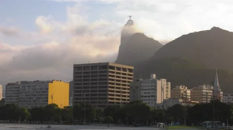 Corcovado in the Clouds from Downtown Rio Stock Footage 64978750