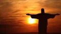 Corcovado Sunrise Rio de Janeiro Jesus Christ Time Lapse Copyspace Aerial View HD Footage