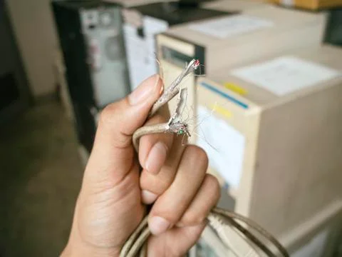 The cord is damaged Stock Photos