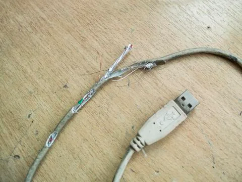 The cord is damaged Stock Photos