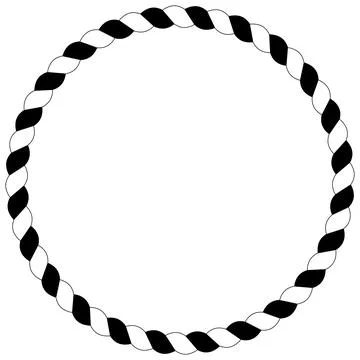Cord or rope vector circle Symbol in black and white. Stock Illustration