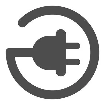 Cord with plug in circle shape solid icon, electric car concept, Electric plug 库存插图