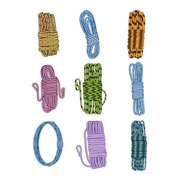 Cord rope set cartoon vector illustration Illustrazione stock