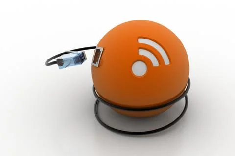 Cord wire connect with rss sign Free Stock Illustration