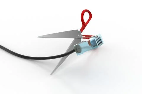 Cord wire with scissor Free Stock Illustration