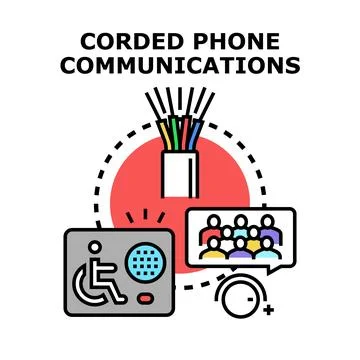 Corded phone communications with accessibility features concept Stock Illustration