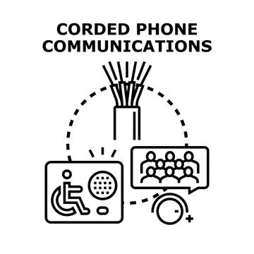 Corded phone communications with accessibility features concept Stock Illustration