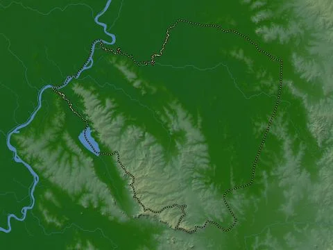 Cordillera, Paraguay. Colored elevation map with lakes and rivers イラスト素材