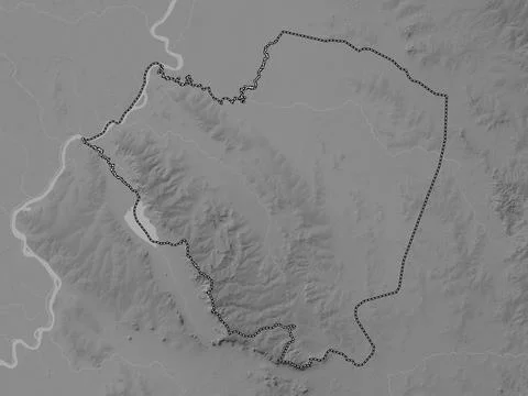 Cordillera, Paraguay. Grayscale elevation map with lakes and rivers イラスト素材
