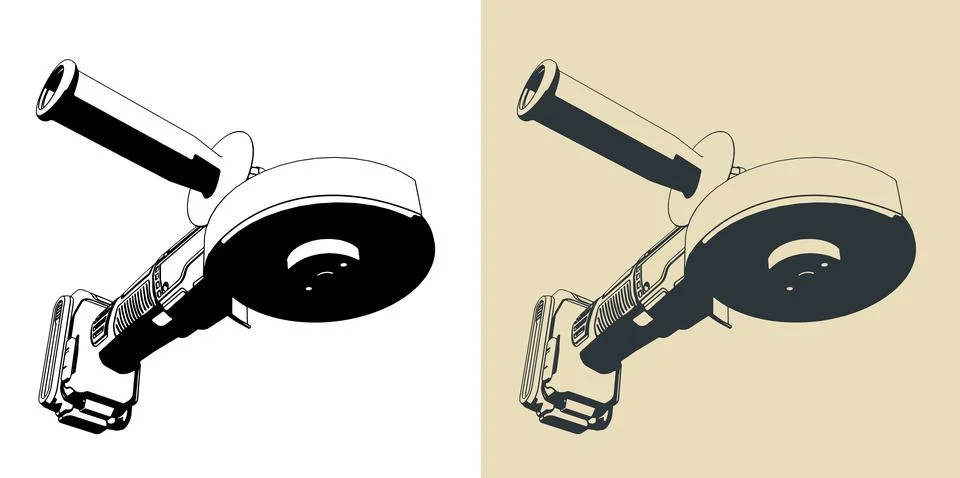 Cordless angle grinder illustrations Stock Illustration
