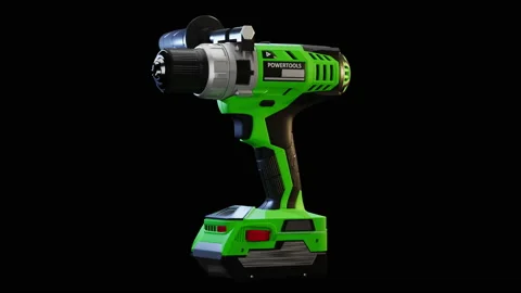 Cordless drill on black background. Loopable rotation. 3D rendering. Stock Footage 202307365