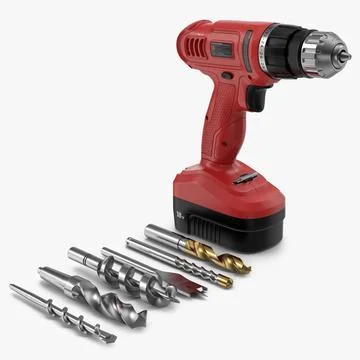 3D Model: Cordless Drill Black and Decker with Drill Bits 3D