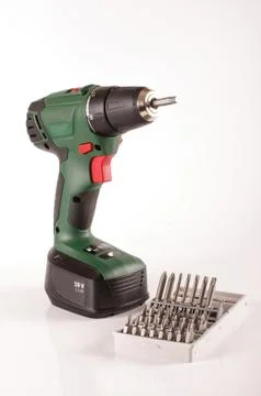Cordless drill driver isolated on the white background Foto stock