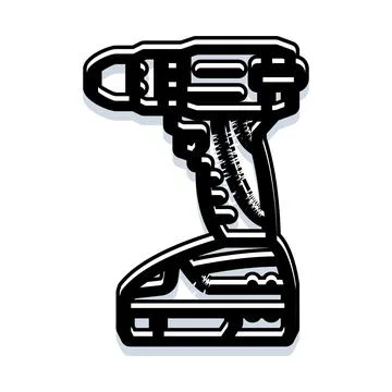 Cordless drill illustration for construction and home repair Stock Illustration