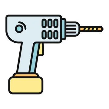 Cordless drill power tool, home repair construction icon Stock Illustration