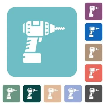 Cordless drill rounded square flat icons Stock Illustration