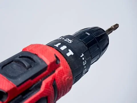 Cordless drill showcases adjustable torque settings with precision and a re.. Stock Photos
