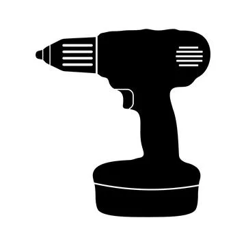 Cordless Drill Silhouette Vector Illustration Stock Illustration