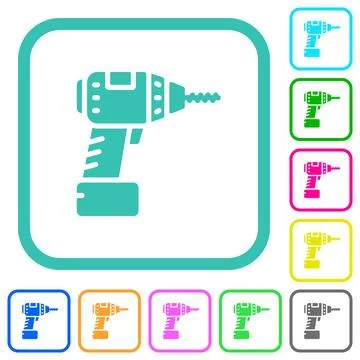 Cordless drill vivid colored flat icons Stock Illustration